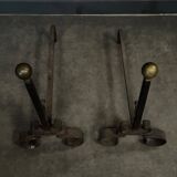 Pair of 19th century iron and brass andirons