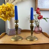 Pair of bronze table candlesticks late nineteenth century