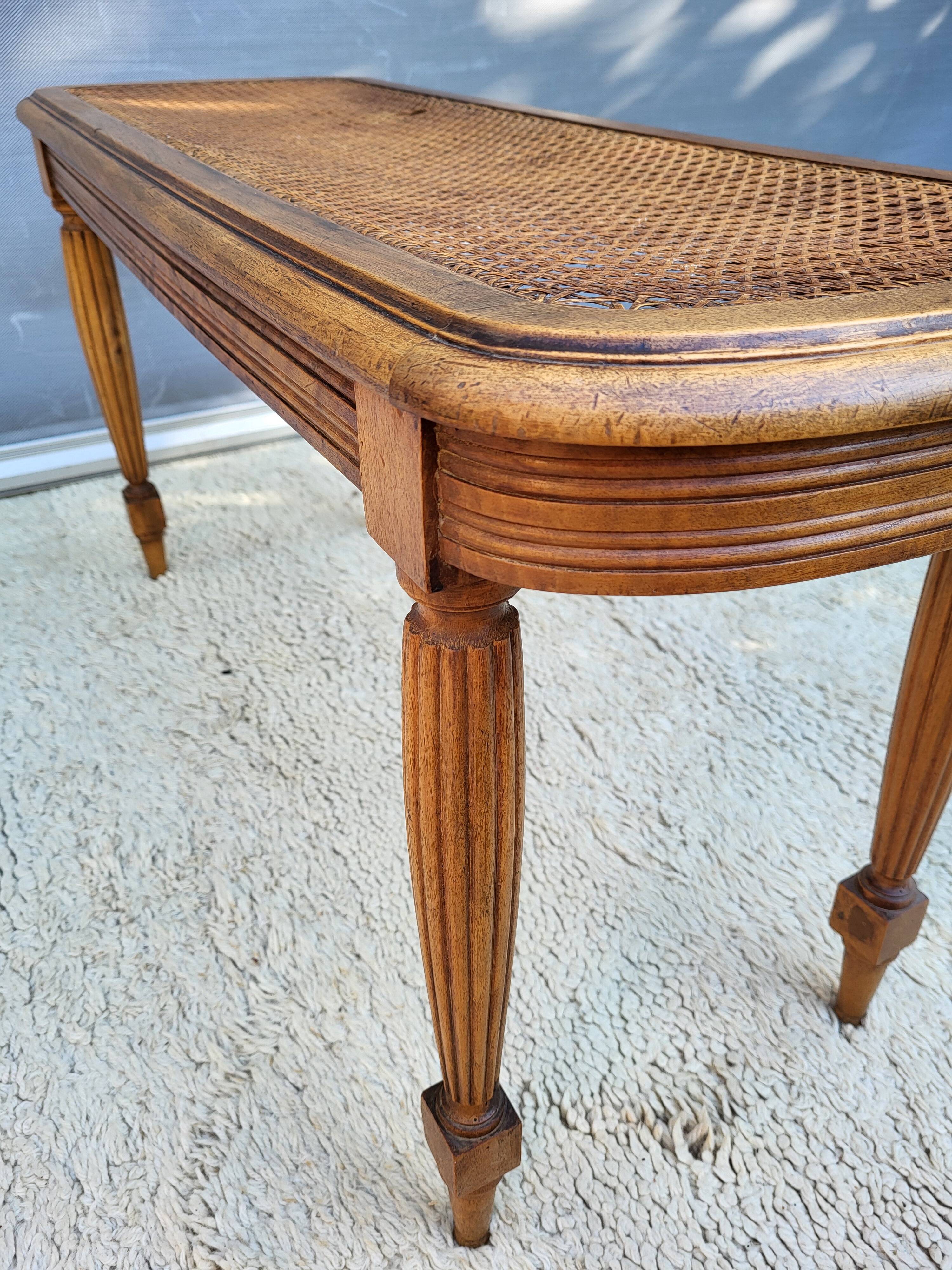 Louis XVI style piano bench in wood and cane