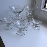 Set of 7 crystal champagne glasses engraved, 50-60s