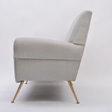 Reupholstered Grey Italian Mid-Century Modern sofa by Gigi Radice for Minotti