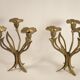 Pair of candlesticks three fires in brass