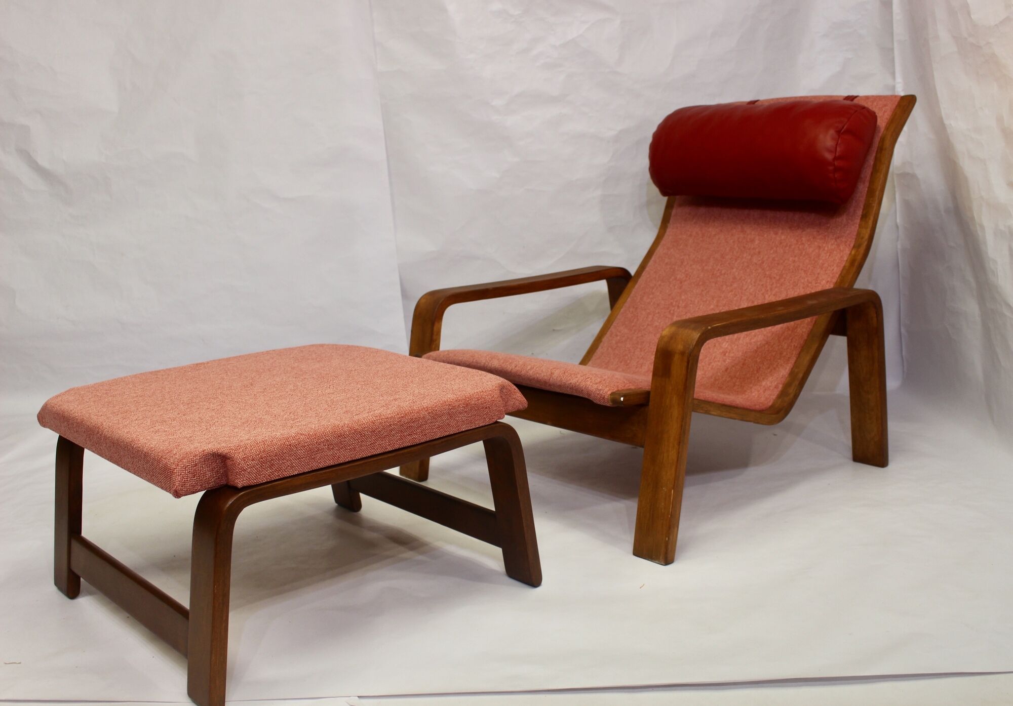 Pulkka chair and ottoman by Ilmari Lappalainen for Asko, 1963