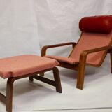 Pulkka chair and ottoman by Ilmari Lappalainen for Asko, 1963
