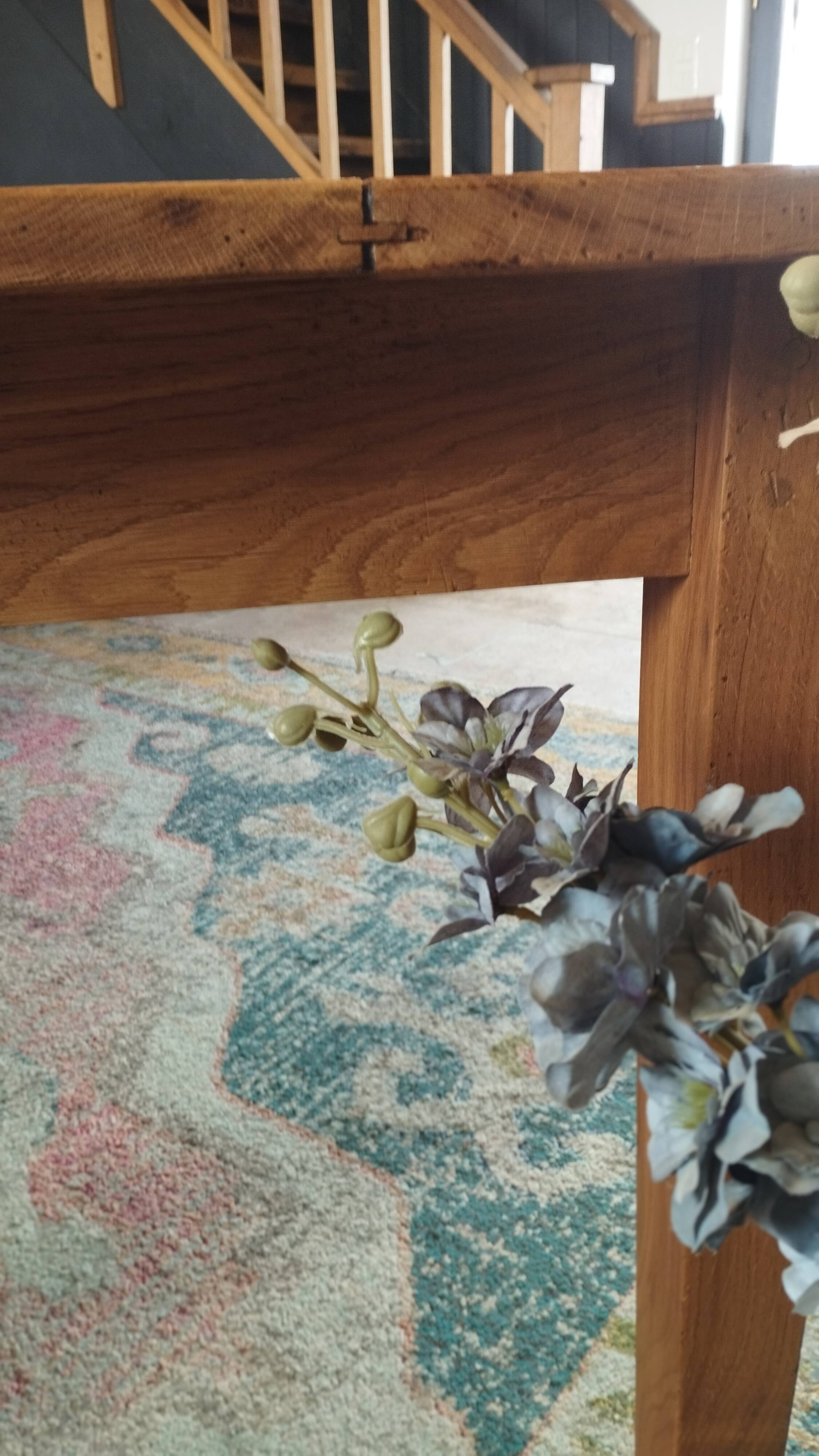 Solid oak farmhouse table, gilded and patinated, two drawers, 260 x 100 cm