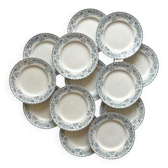 13 assiettes plates en terre de fer Athènes, Saint Amand et Hamage