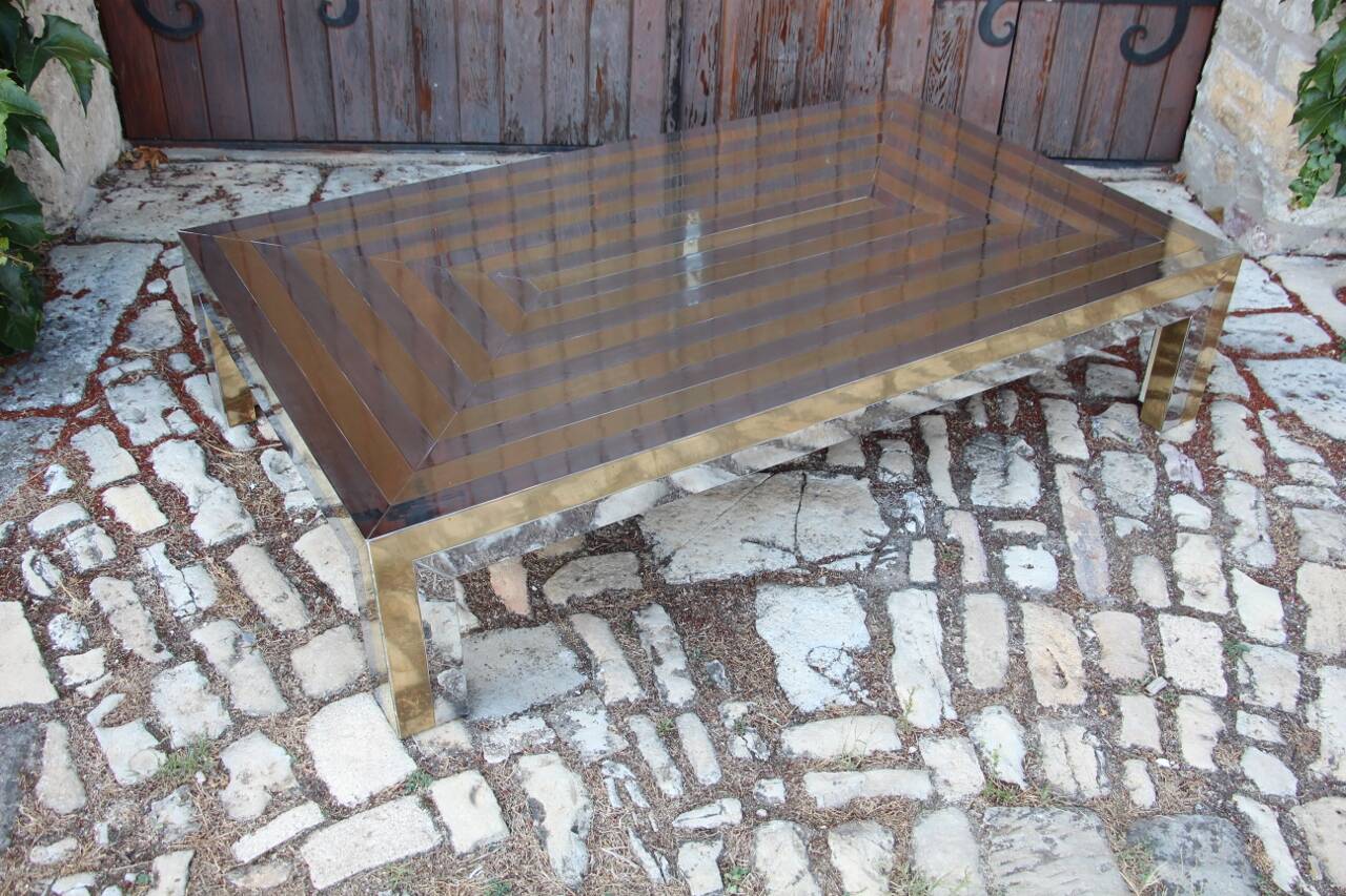 Grande Table Basse Années 70 Attribué A La Maison Jansen