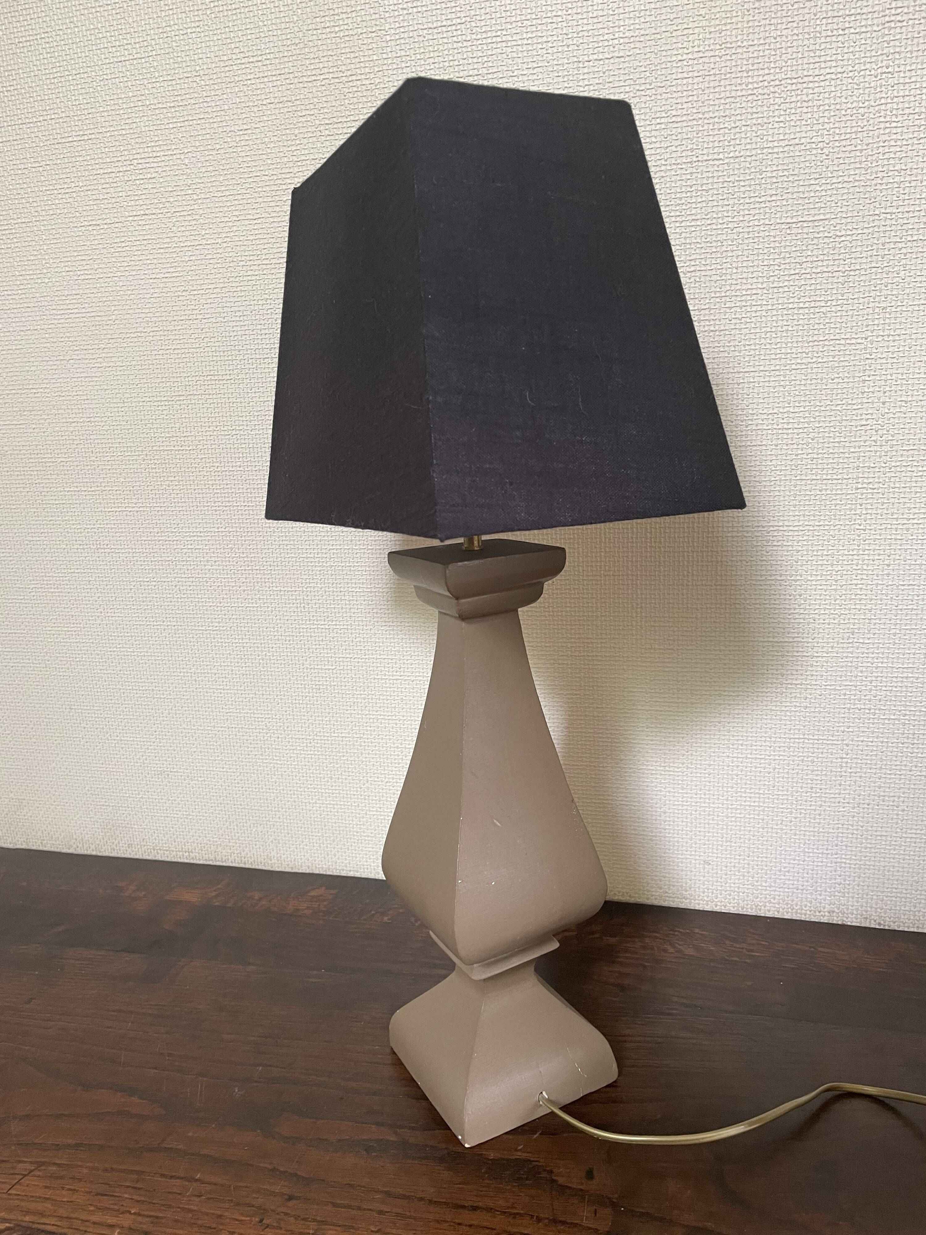 Turned wood lamp