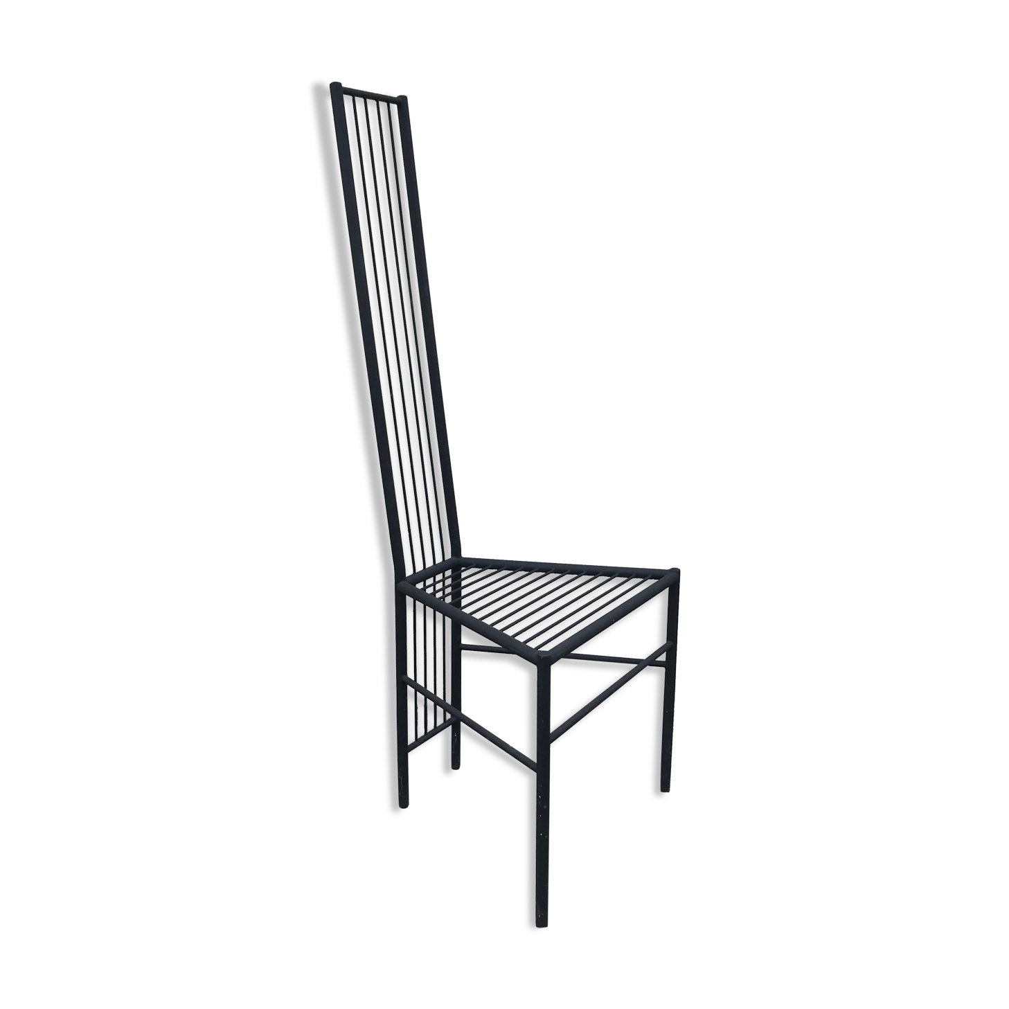 Chair with high back in vintage metal 1980
