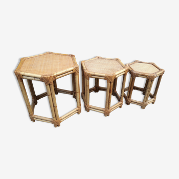 Rattan trundle tables