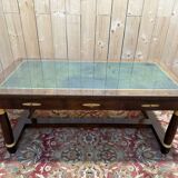 Bureau plat de style Empire en acajou et cuir vert
