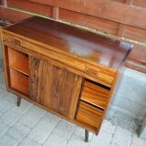 Scandinavian commode in brown rosewood from the 1960s, with 1 drawer and 2 doors.