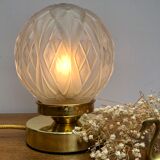 Vintage art deco globe table lamp in frosted glass