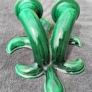 Applique bougeoirs fleur de lys en céramique verte