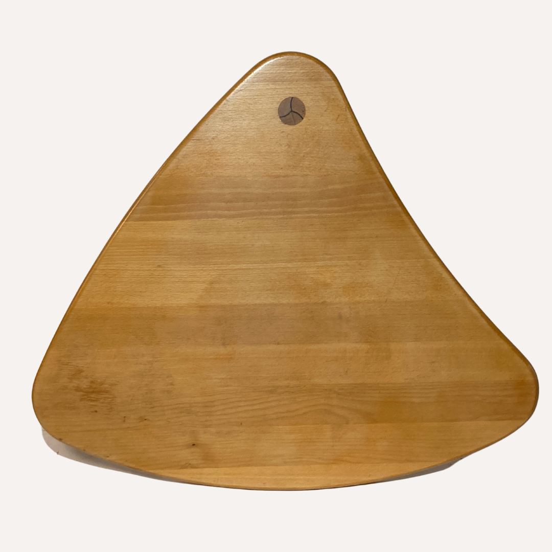 Scandinavian pine kidney shaped triangle side or coffee table, 1970s