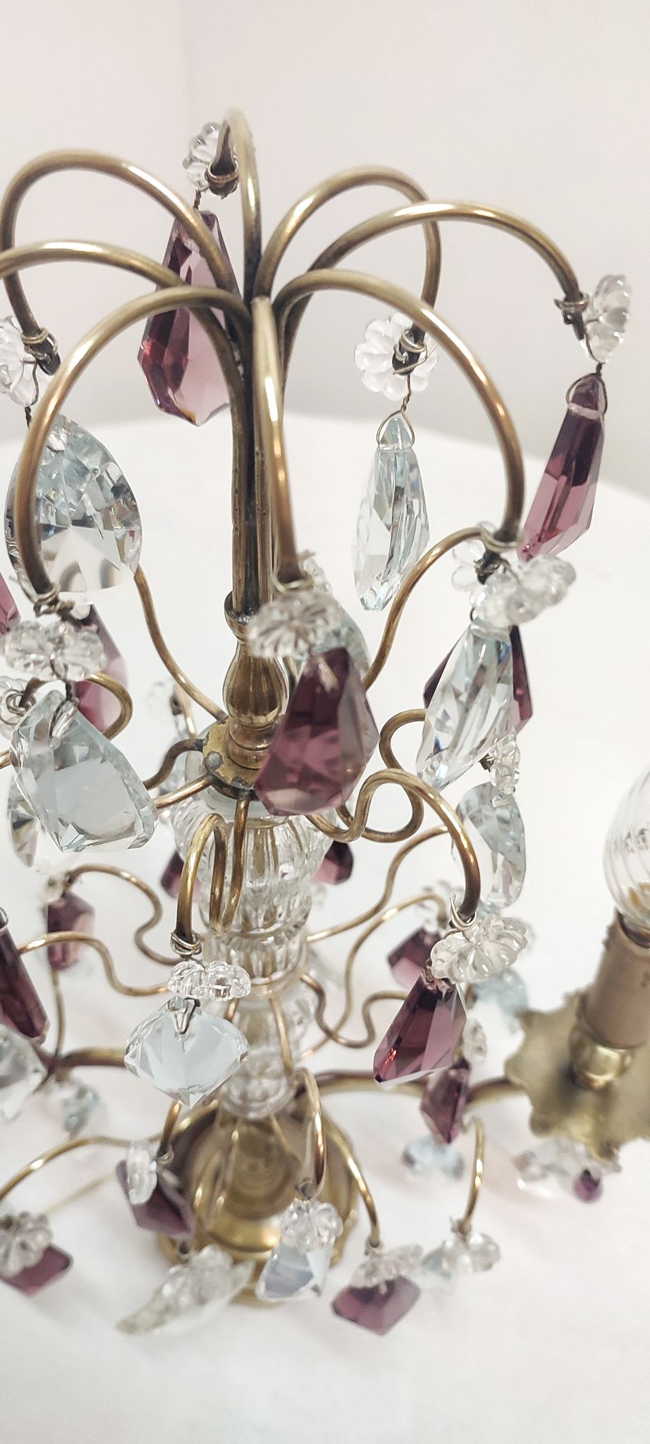 Lampe de table en bronze et cristal, France