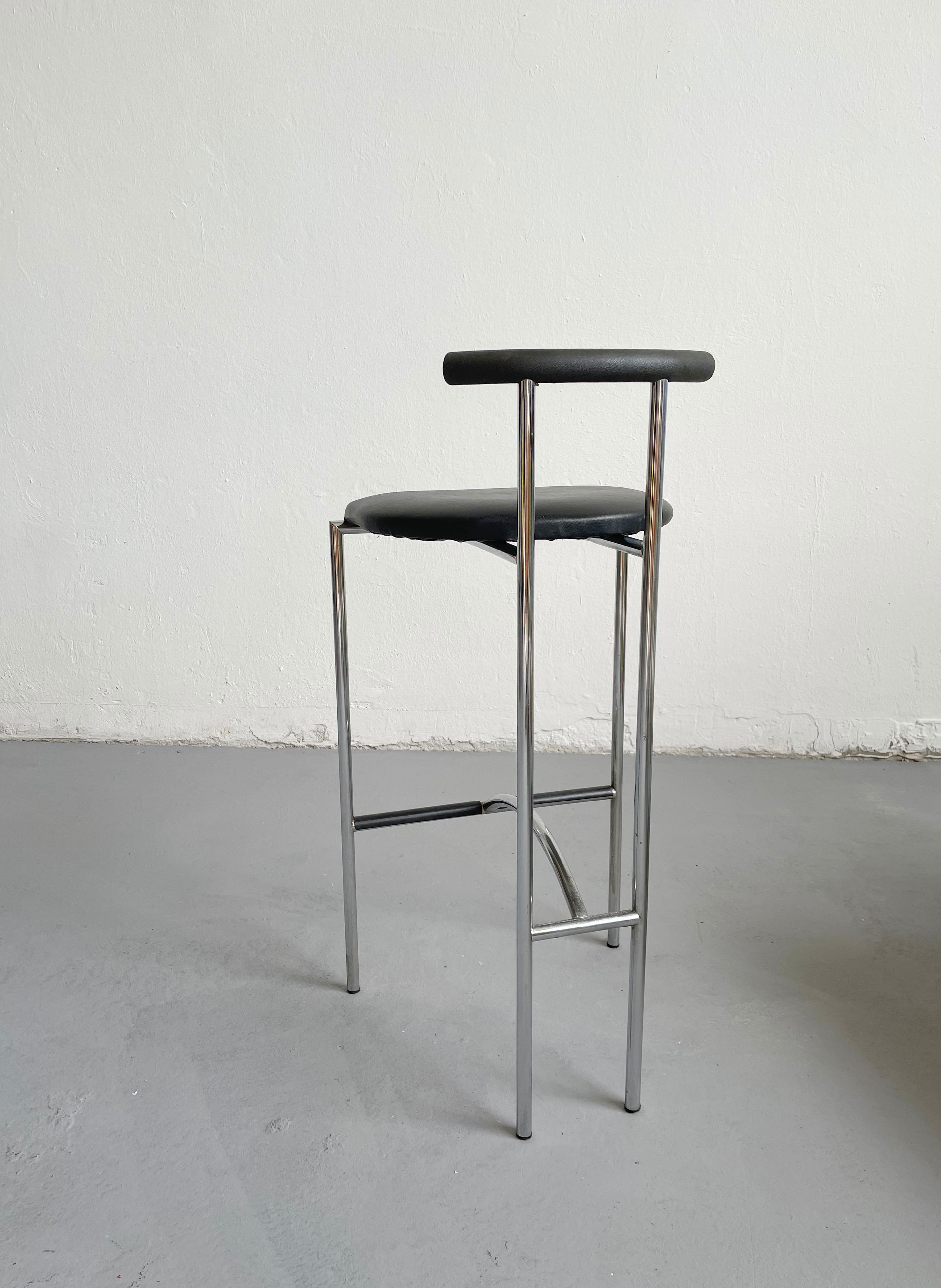 Italian Postmodern Black Tokyo Stool by Rodney Kinsman for Bieffeplast, 1985