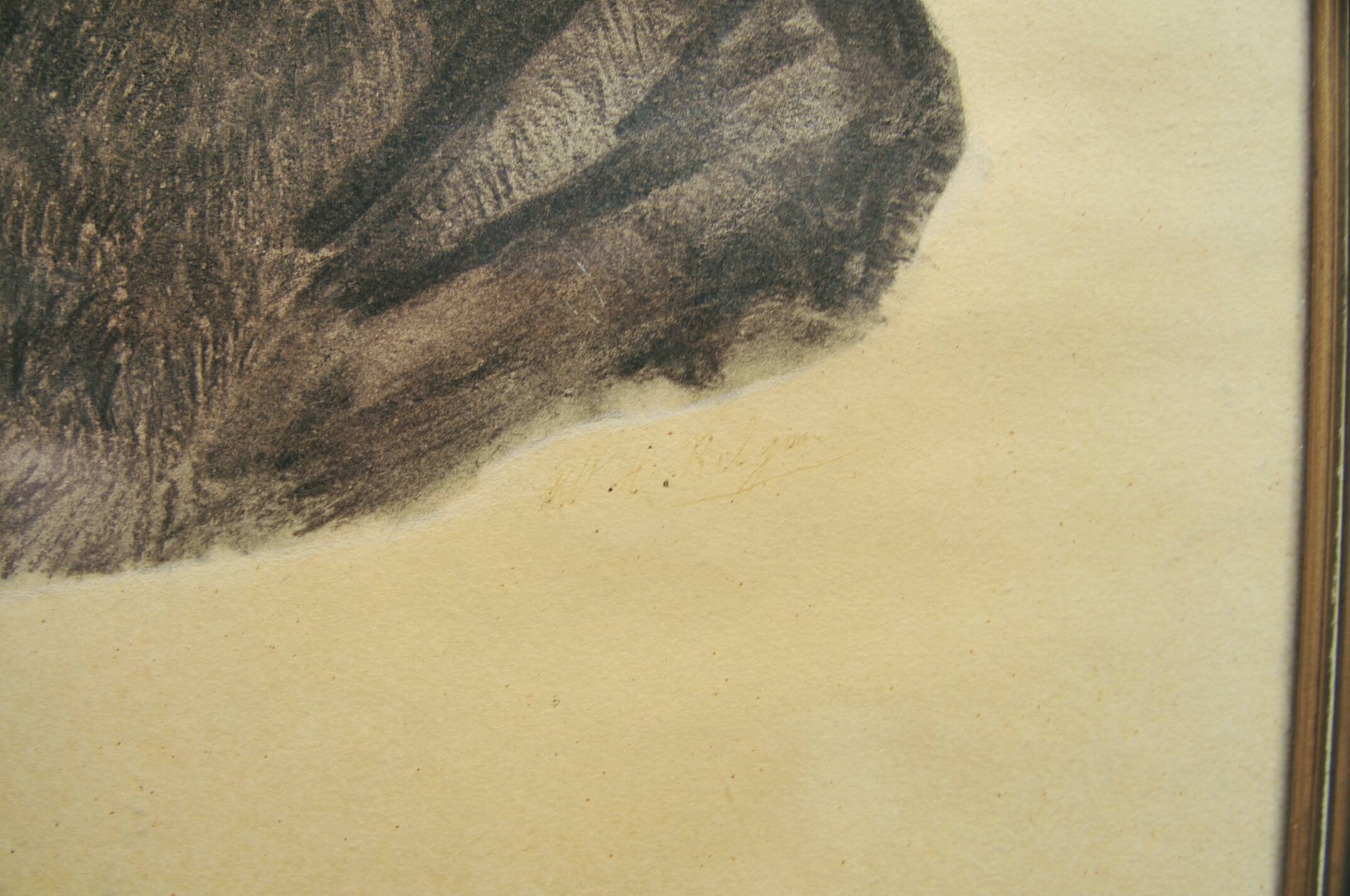 Golden frame with drawing of shepherd