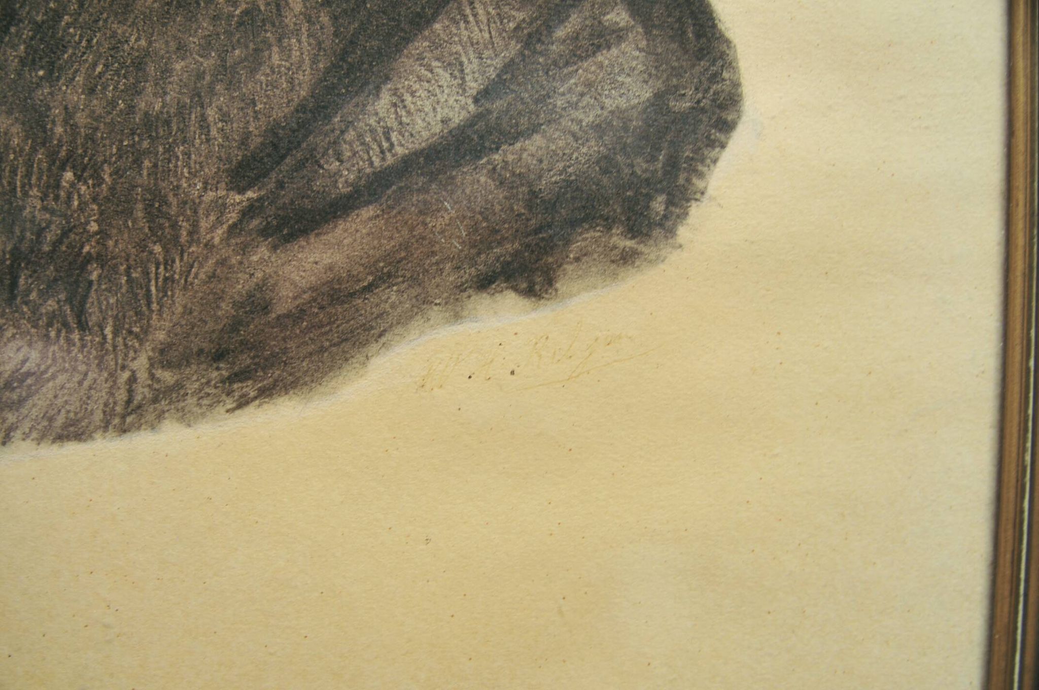Golden frame with drawing of shepherd