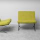 Pair of vintage lounge armchairs in chromed metal and green fabric – 1960s