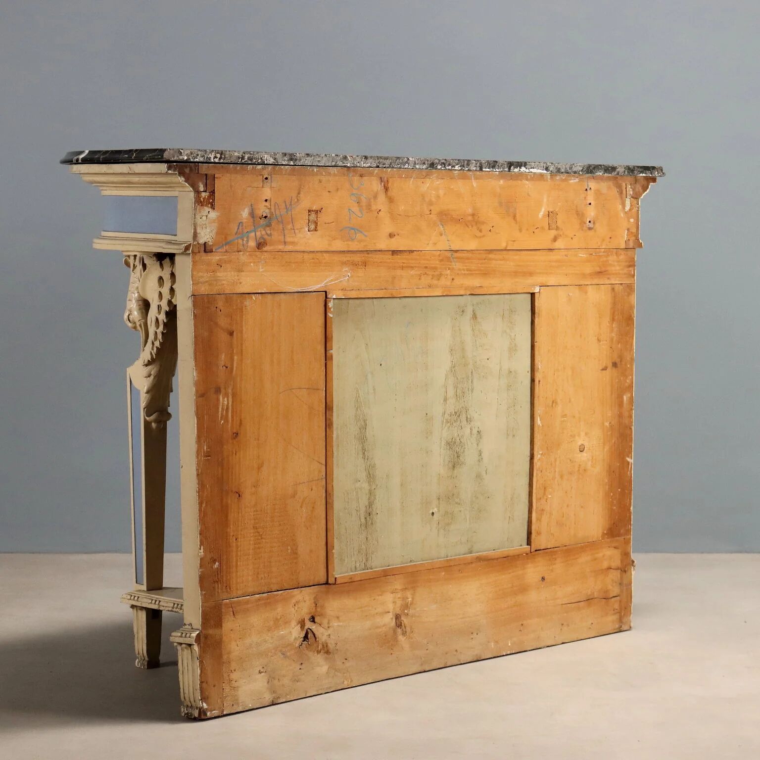 Console ancienne de style néoclassique en bois sculpté, XIXe siècle