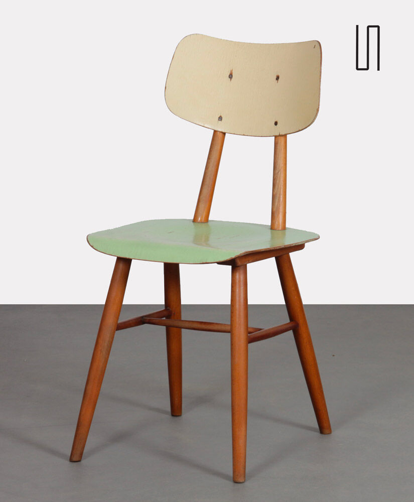 Vintage wooden chair produced by Ton, 1960