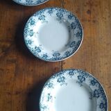3 hollow plates earth of iron with a floral pattern slate gray