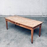 French Country Design Pine Dining Table with Drawer, France, 1930s