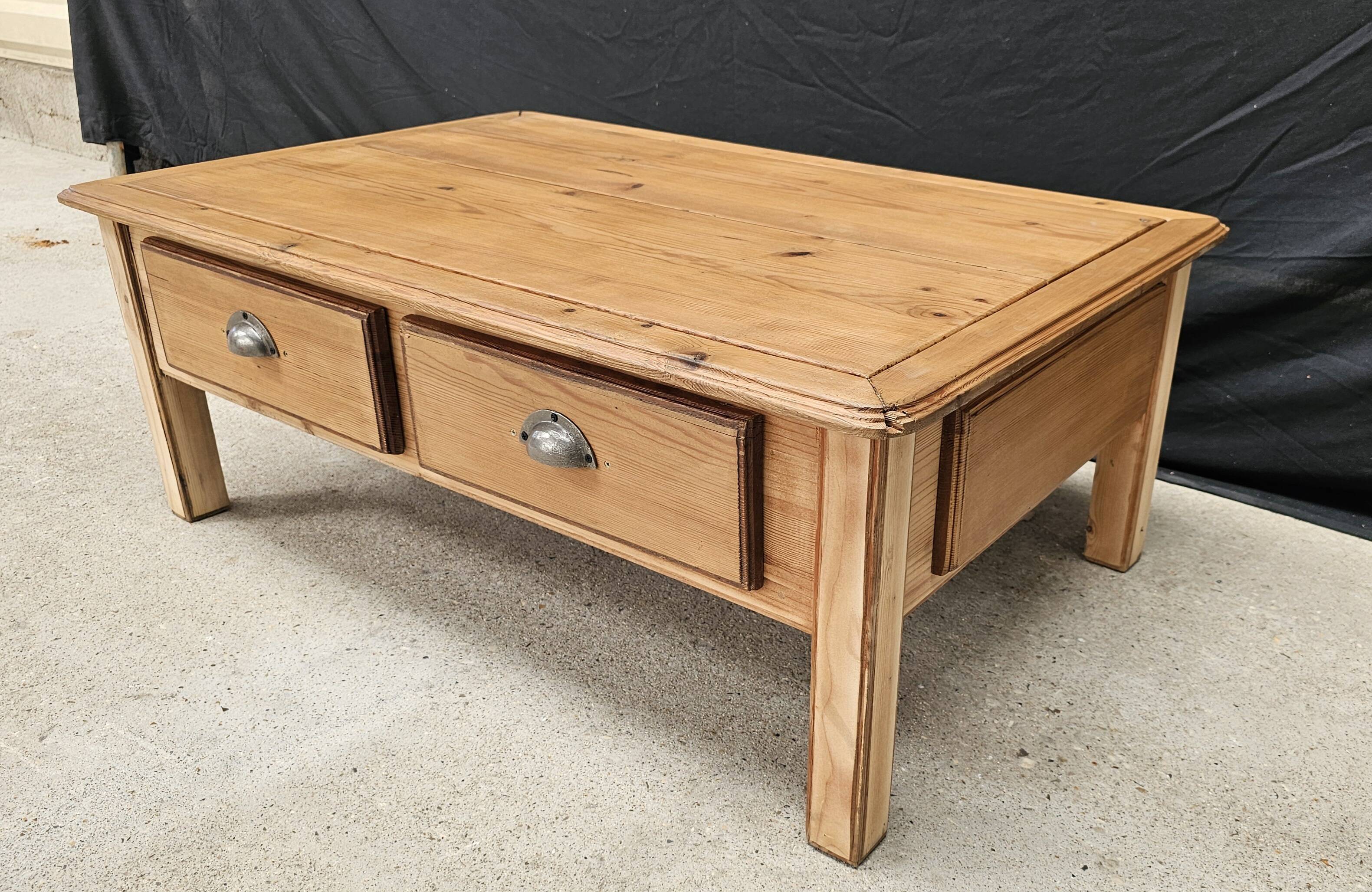 Scandinavian pine 4-drawer coffee table