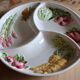 Large compartmented serving dish in earthenware - Relief decoration of vegetables