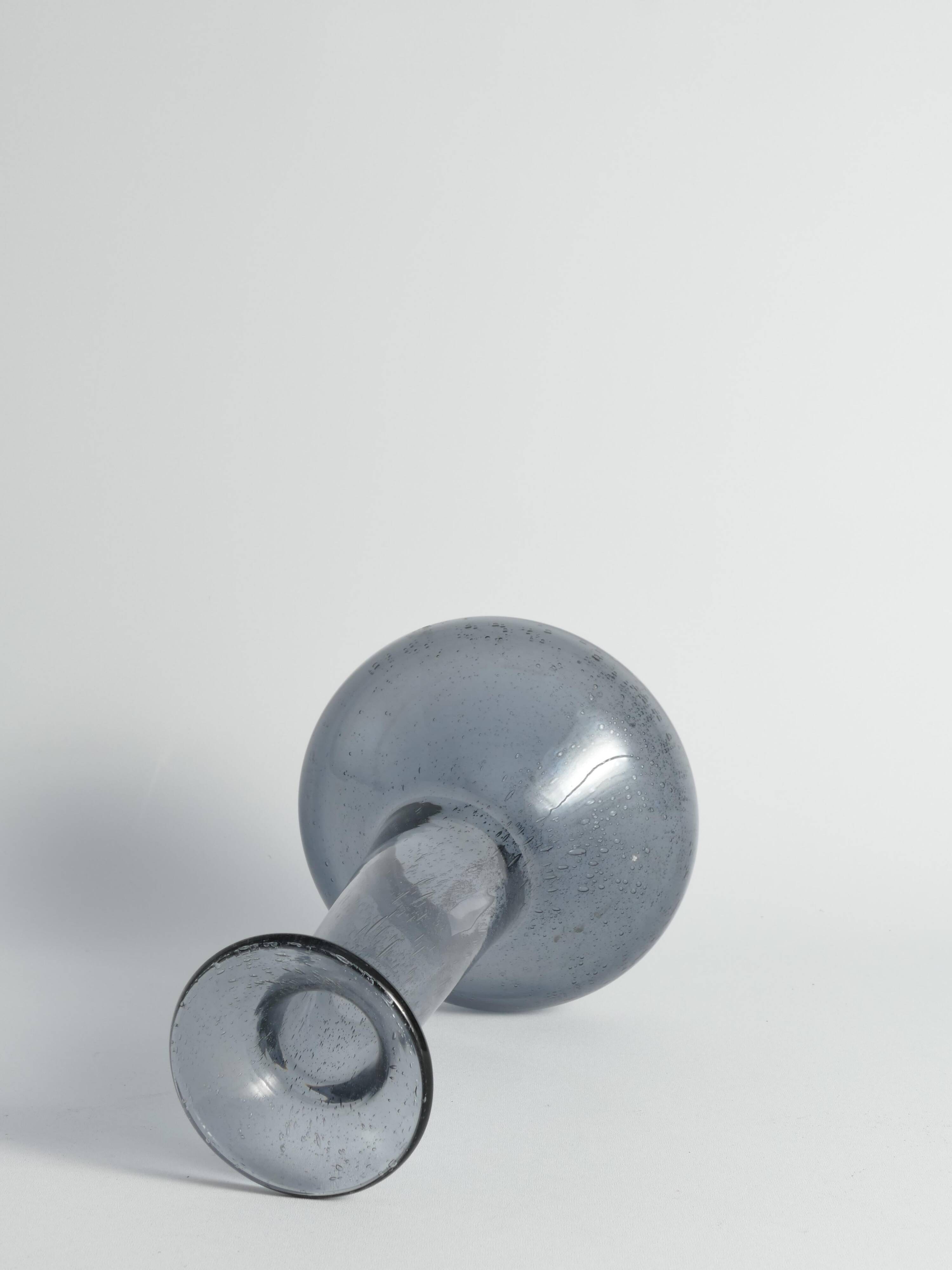 Scandinavian Modern Blue Glass Vase by Erik Höglund for Boda, Sweden 1960's