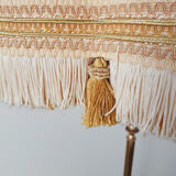 Tripod floor lamp in gilded brass, pleated lampshade, Louis XV style