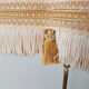 Tripod floor lamp in gilded brass, pleated lampshade, Louis XV style