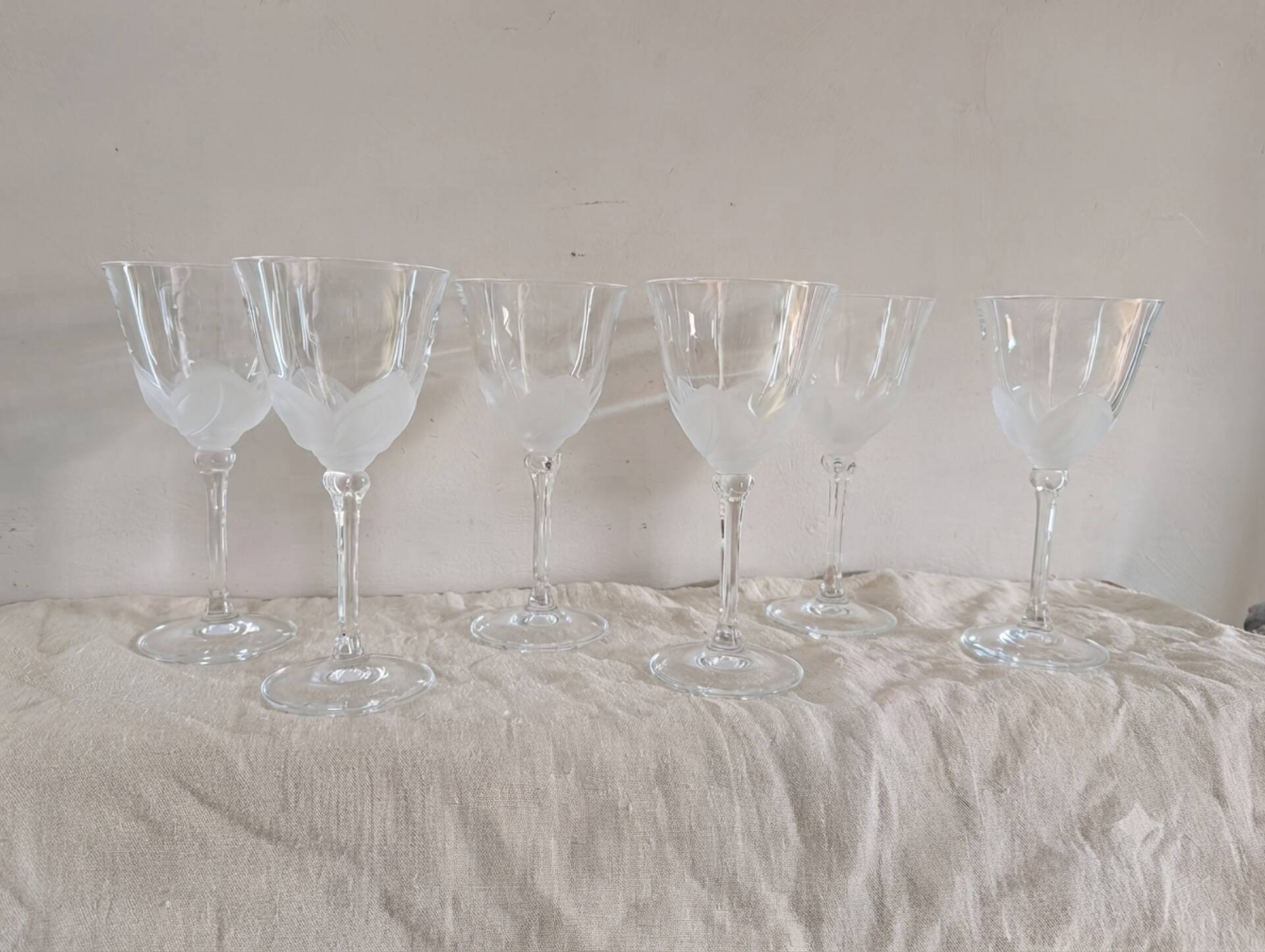 6 crystal stem glasses from Cristal d’Arques Folia – 1970s-1980s