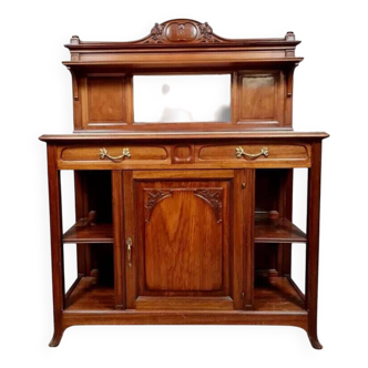 School of Nancy Art Nouveau period: mahogany sideboard with sculpture decorations