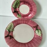 Two vintage leaf barbotine plates