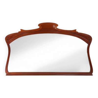 Grand miroir de cheminée en bois Art Nouveau, années 1890.