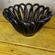 Small Basket - Iridescent Black Braided Ceramic Empty Pocket - 70's German