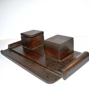 Office kit art deco inkwell and wooden letter holder macassar way 1930-1940
