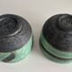 Pair of raku tea bowls, handmade ceramics