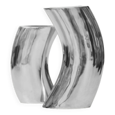 Duo de vases forme cintrée, fonte d'aluminium, BOB, 1970-1980