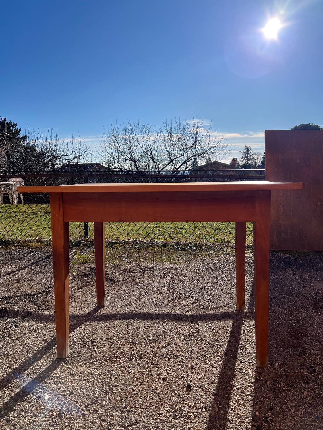Solid wood table with side drawers