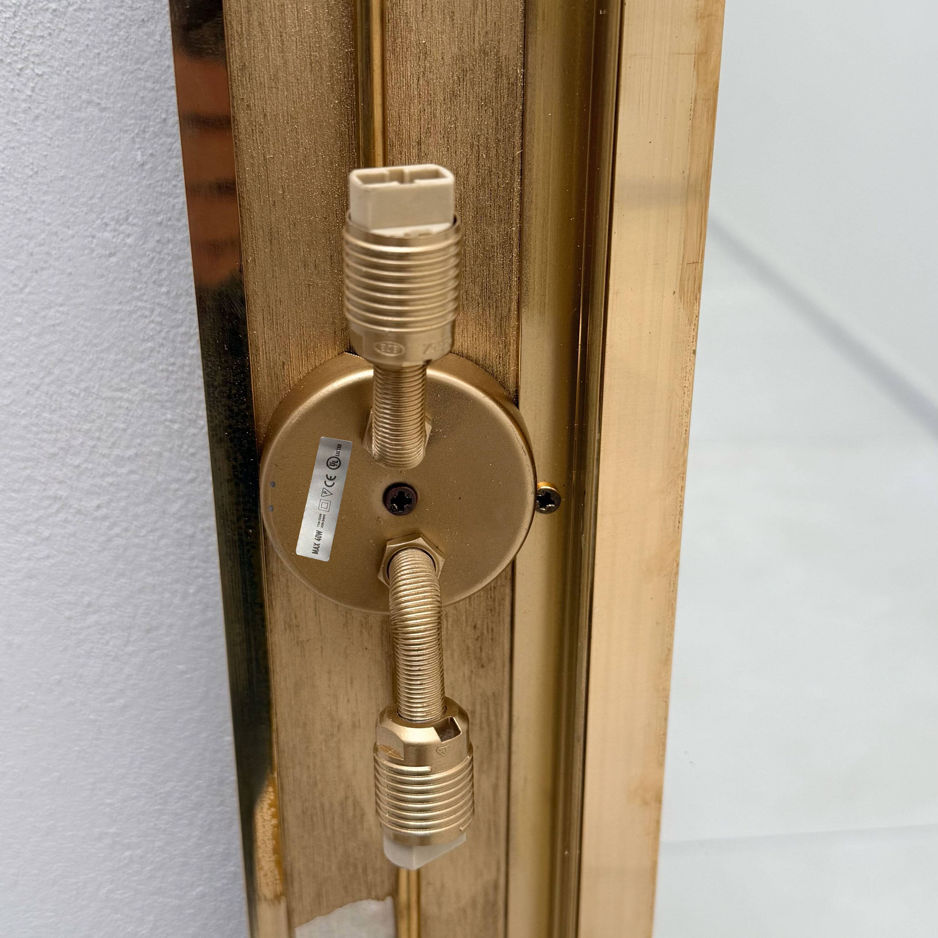 Mid-century Modern Italian Sculptural Backlit Mirror in Murano Glass Brass