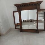 Trypic mirror, with tablet. Velvet and openwork metal braces