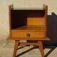 Vintage oak bedside table with splayed legs