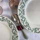 6 Longchamp ironstone dessert plates, Treviso pattern, green earthenware