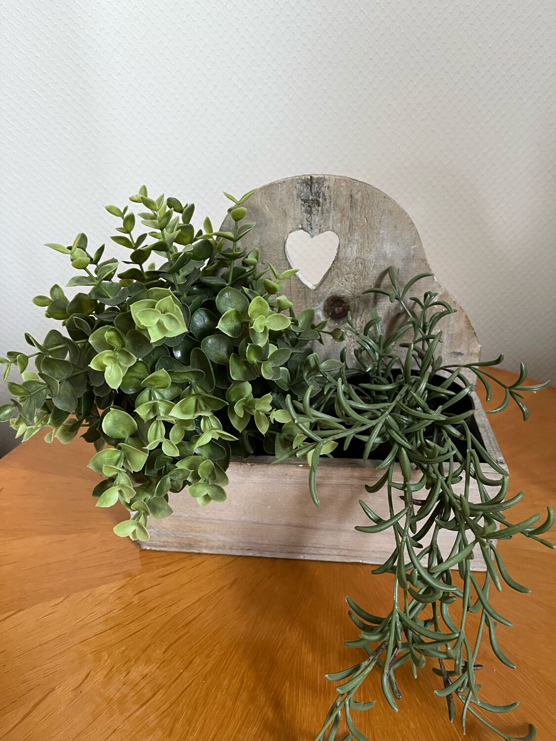Wooden planter white patina