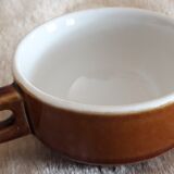 Old cups of coffee - brown ceramics typical of station buffets