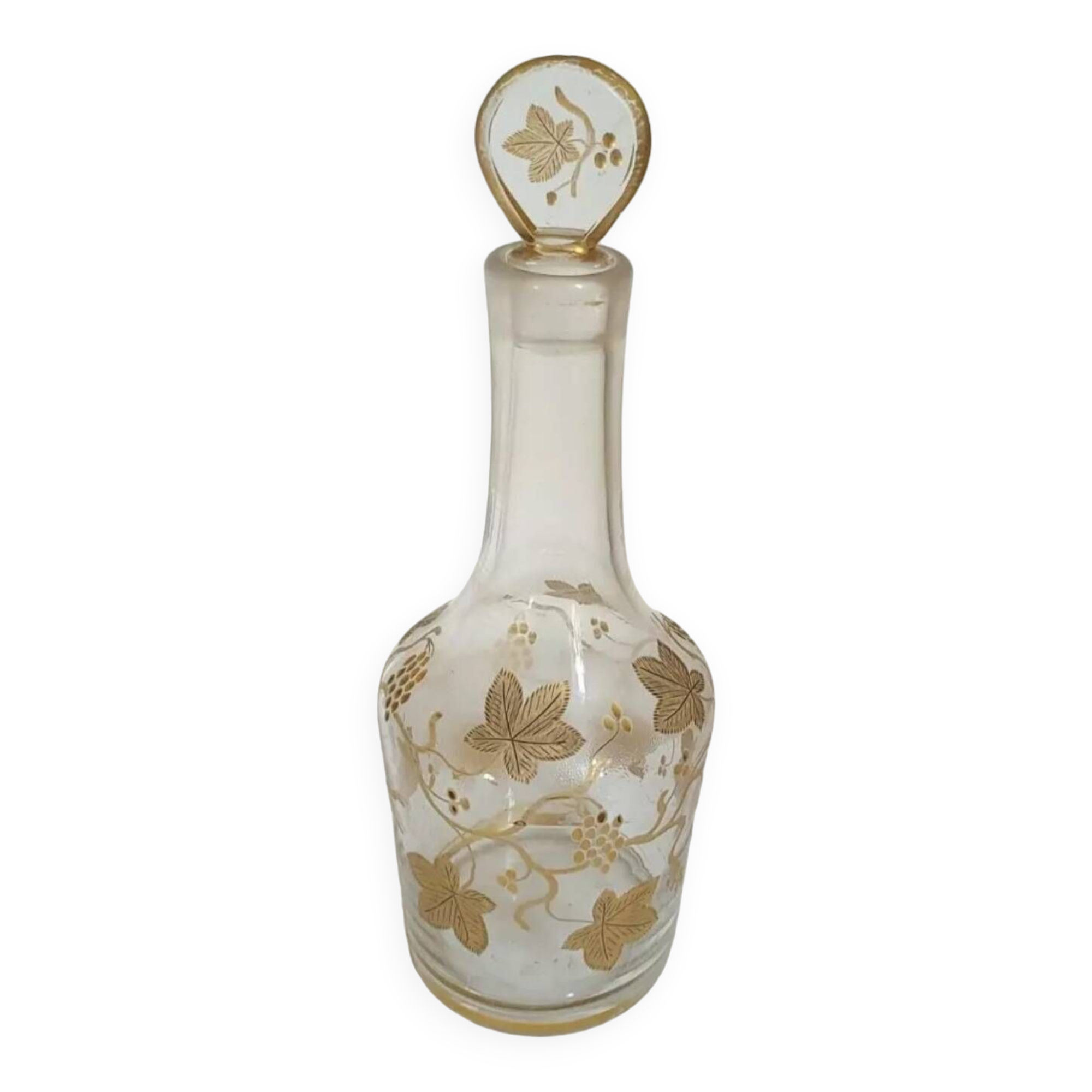 Carafe Ancienne Saint-Louis En Cristal - Décor Gravé à L'Acide Rocaille & Fleurs - Hauteur 32 Cm