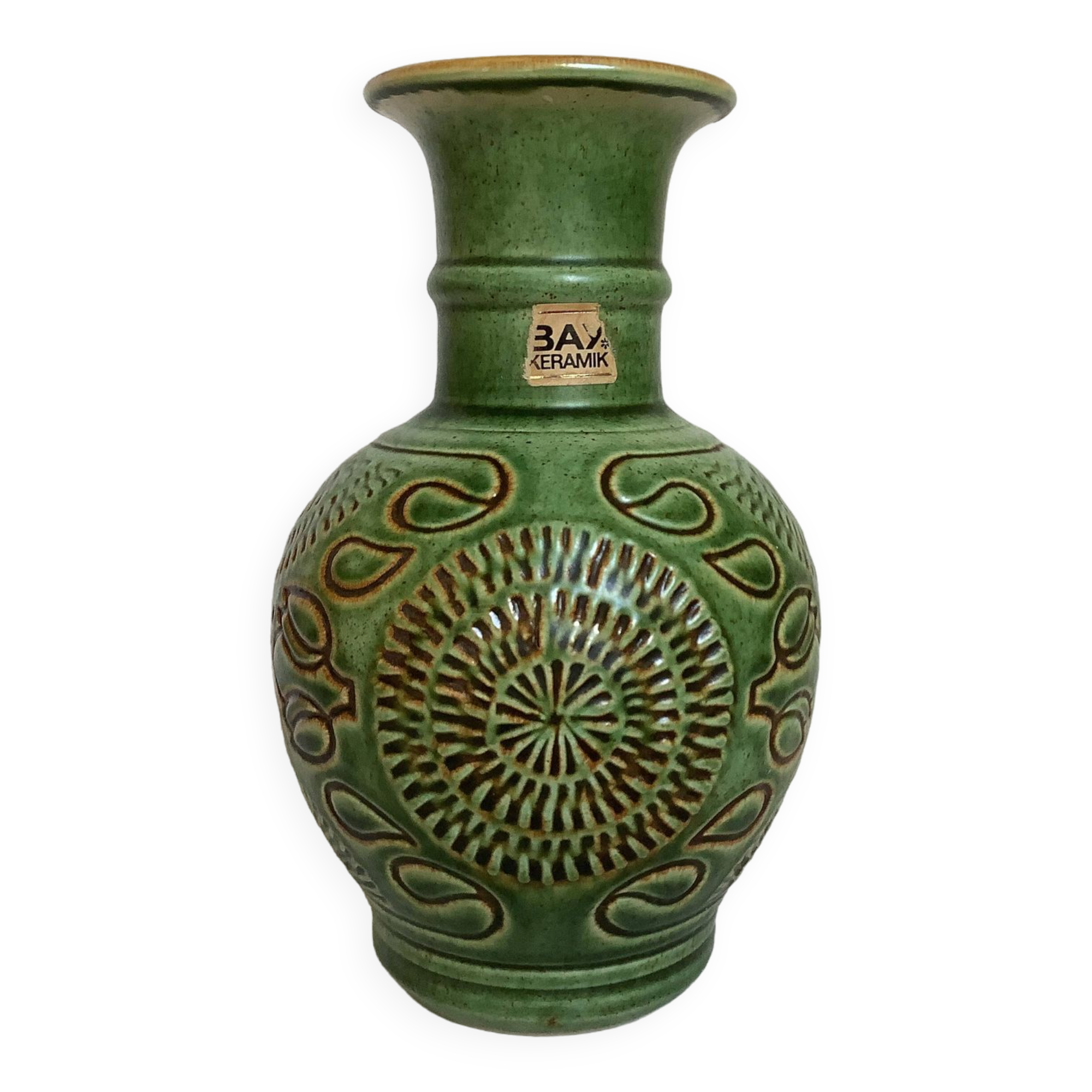 Green vase by Bay Keramik, West Germany.